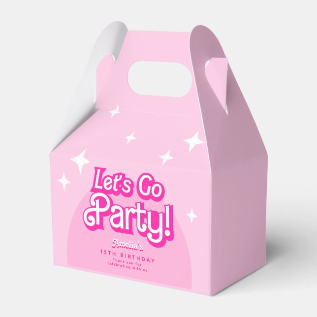 Caja Para Regalos Trendy Let's Go Fiesta pink BIRTHDAY (Front Side)
