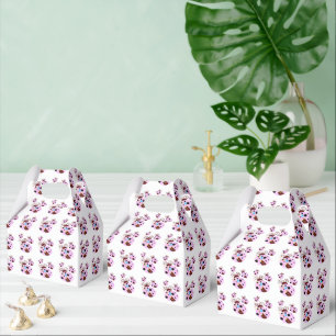 Caja Para Regalos Tres mariquita rosa y negra con estrellas