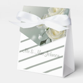 Caja Para Regalos Tres rosas blancas/guarnición de oro