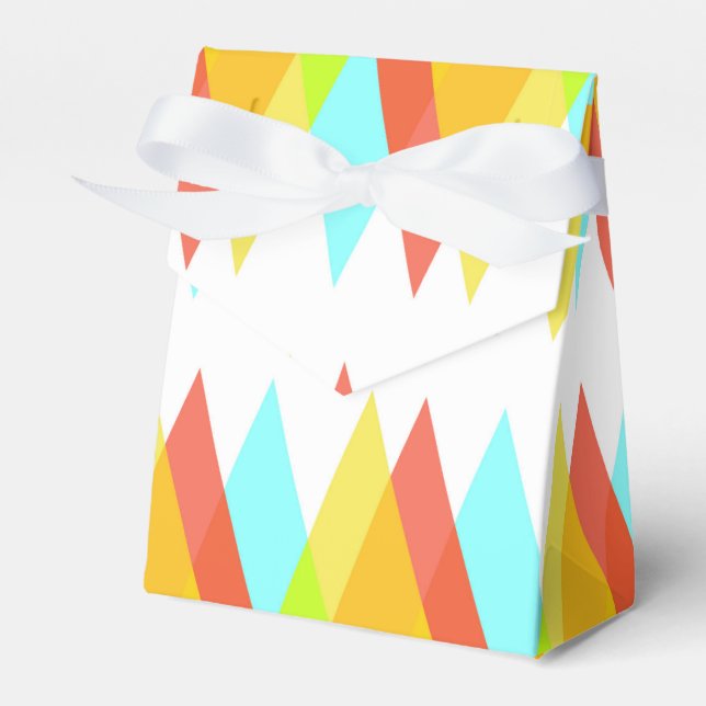 Caja Para Regalos Triángulos amarillos, rojos y azules cadetes (Front Side)
