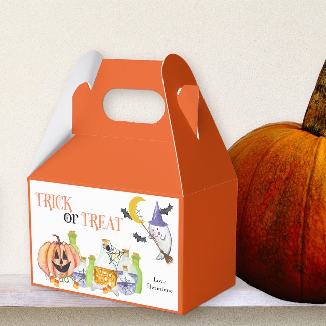 Caja Para Regalos Trick o Trete la Calabaza Fantasma Cuta y la Poció (Trick or Treat halloween favor boxes for baby shower, birthday parties ..)