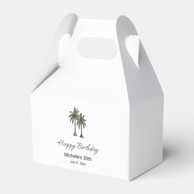 Caja Para Regalos Tropical Palm Trees Elegant 30th Birthday Party (Front Side)