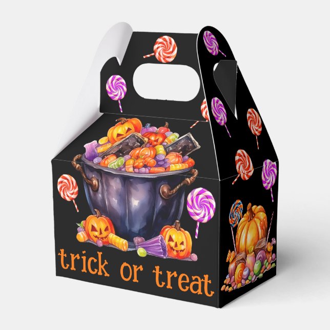 Caja Para Regalos Truco Divertido O Trate Halloween (Front Side)