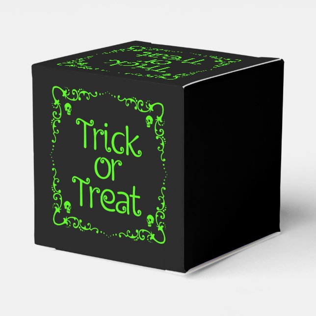 Caja Para Regalos Truco o trato verde baba (Reverso Costado)