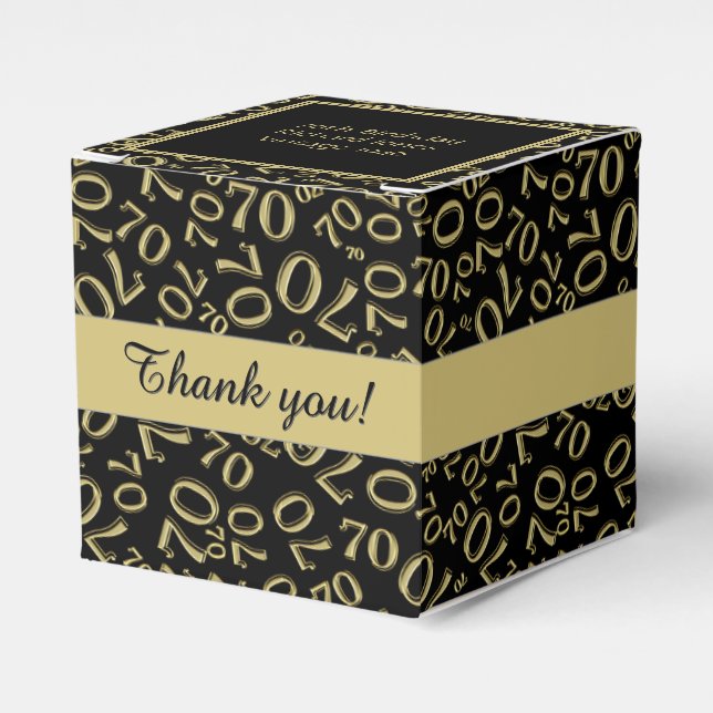 Caja Para Regalos Tu texto 70.º patrón de número de cumpleaños negro (Costado Anverso)