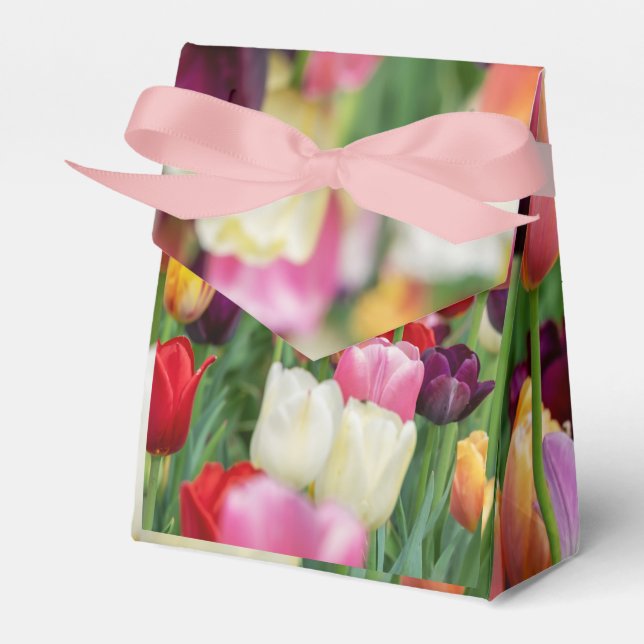 Caja Para Regalos Tulip Spring Flores Jardín Floral Amarillo Rojo (Front Side)