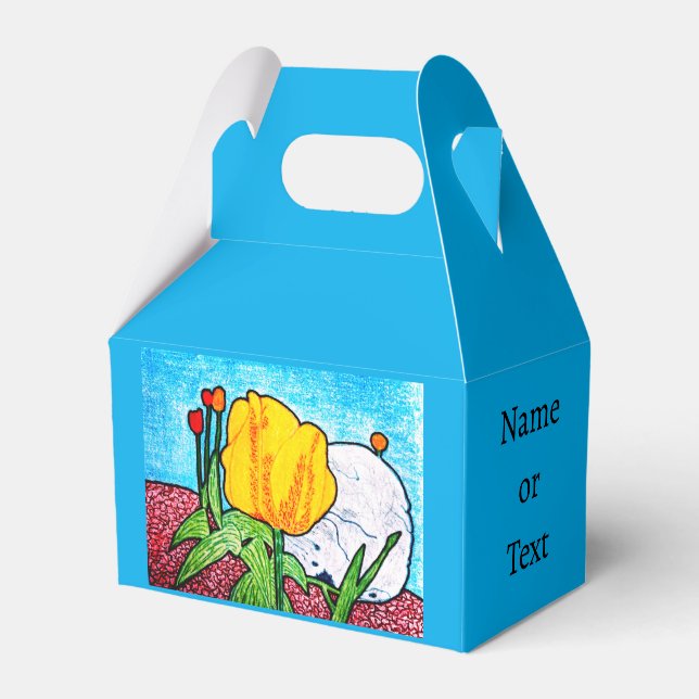 Caja Para Regalos Tulipán en jardín  (Front Side)