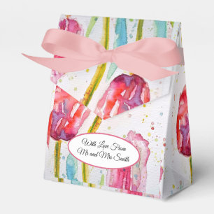 Caja Para Regalos Tulipán Rojo Rosa y Abeja Pintura Acuarela Boda