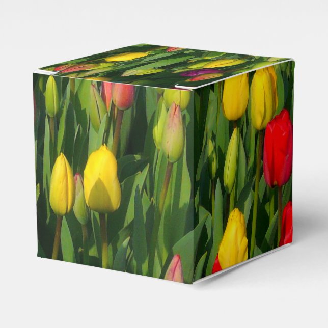 Caja Para Regalos Tulipanes coloridos (Costado Anverso)