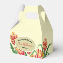 Caja Para Regalos Tulipanes de loro amarillo acuarela beige