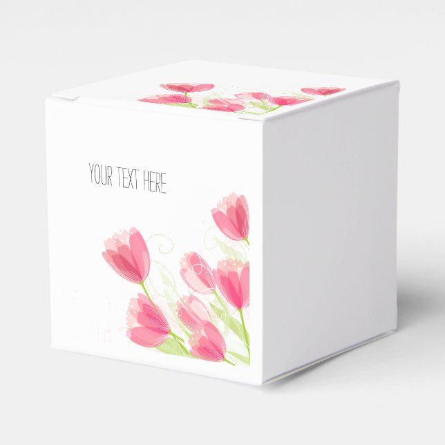 Caja Para Regalos Tulipanes rosados (Costado Anverso)