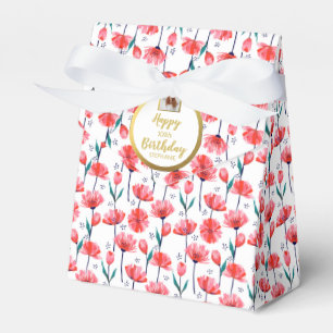 Caja Para Regalos Tulipanes rosados, añadir foto, feliz cumpleaños