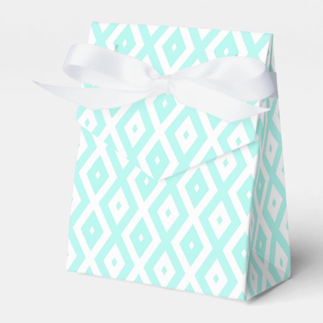 Caja Para Regalos Turquoise and white diamond pattern (Front Side)