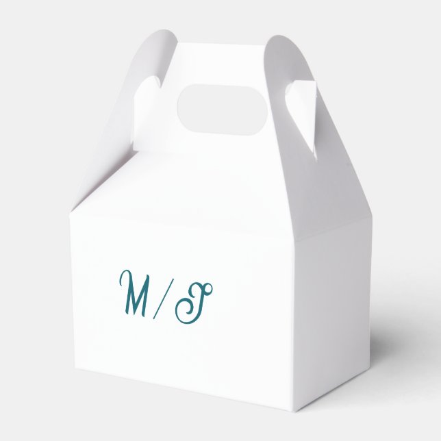 Caja Para Regalos Turquoise monogram wedding couple name simple styl (Front Side)