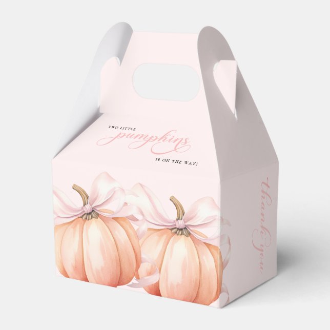 Caja Para Regalos TWIN Pink Bow Pumpkin Baby Shower Favor Box (Front Side)