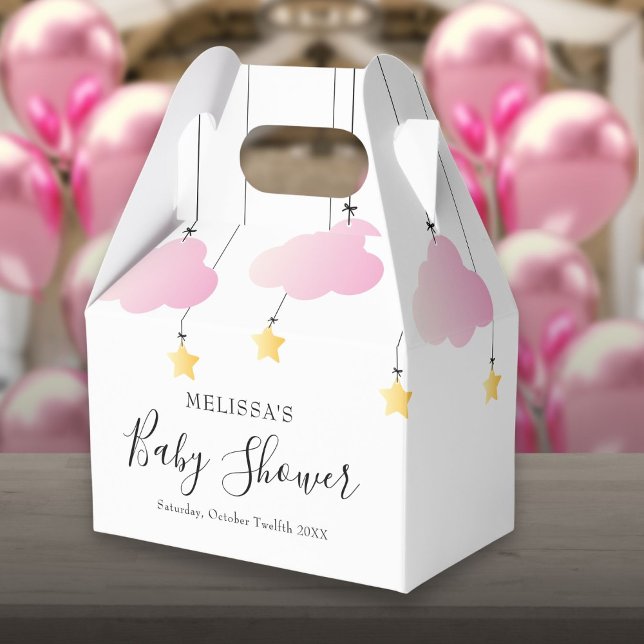 Caja Para Regalos Twinkle Twinkle Chica Rosa Estrella Pequeña Baby S (Twinkle Twinkle Little Star Pink Girl Baby Shower Favor Box)