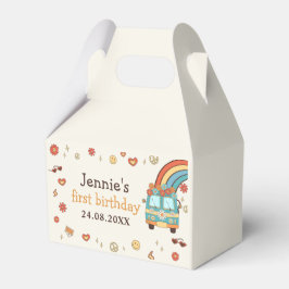 Caja Para Regalos Un arcoiris retro groovy primer cumpleaños