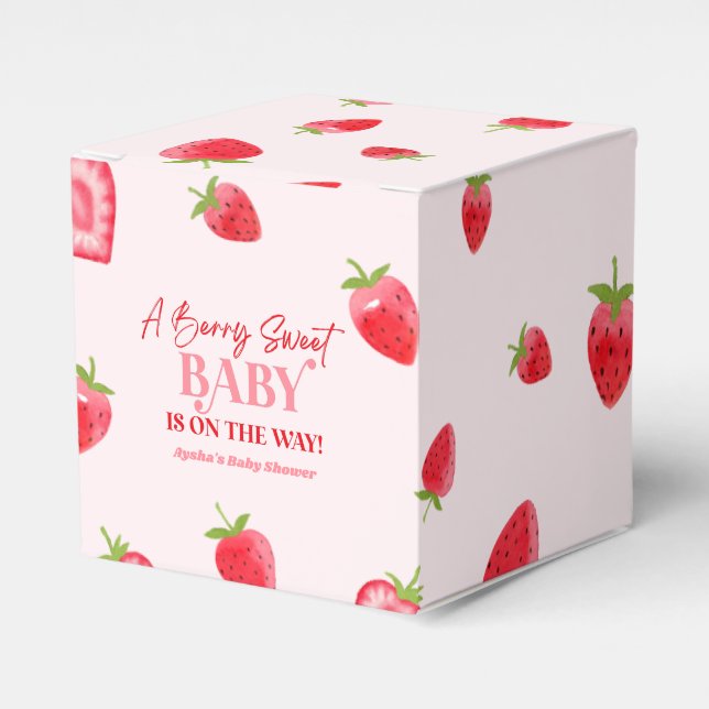 Caja Para Regalos Un Berry Sweet Baby Strawberry Baby Shower (Costado Anverso)