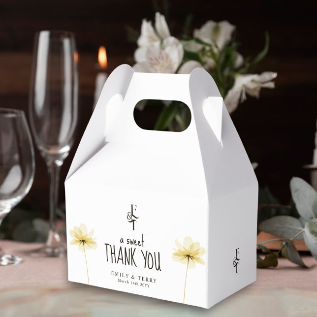 Caja Para Regalos Un Boda Mínimo De Monograma Floral Dulce Gracias (Subido por el creador)