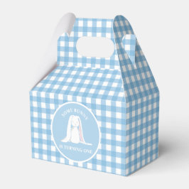 Caja Para Regalos Un conejo es un cumpleaños de Gingham azul