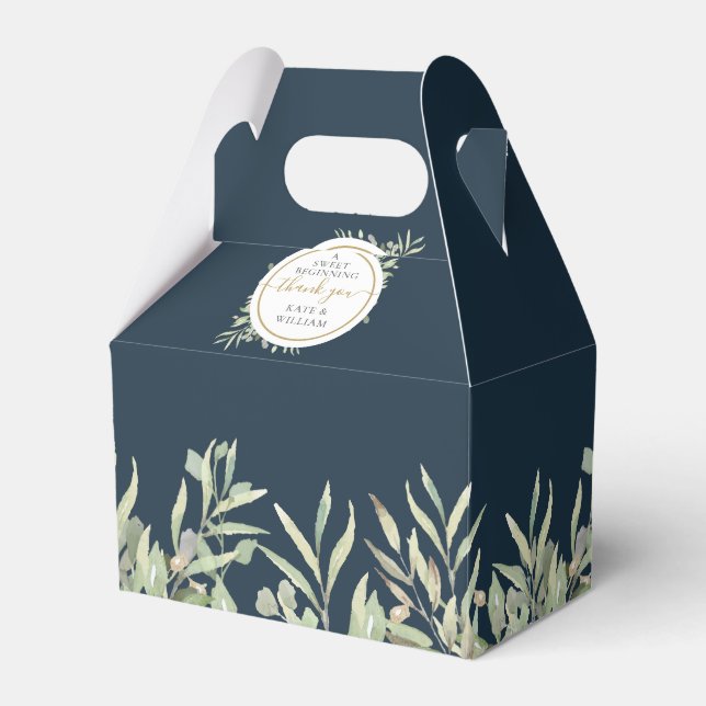 Caja Para Regalos Un dulce Boda de la vegetación azul del Mar Profun (Front Side)