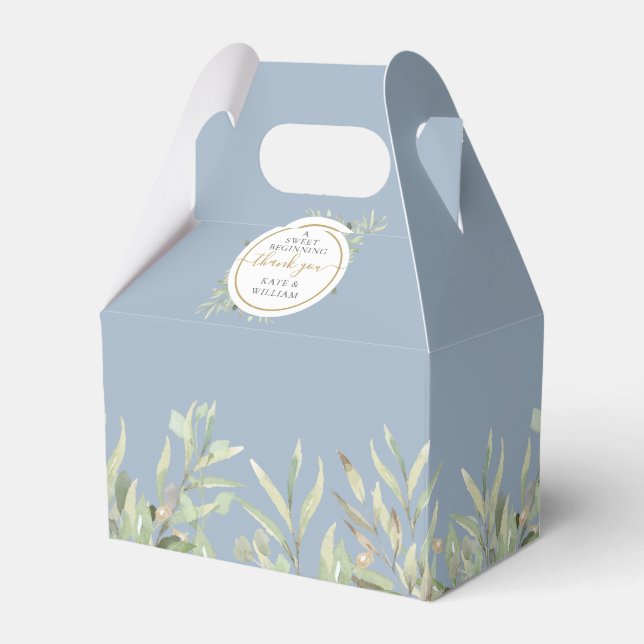 Caja Para Regalos Un dulce Boda de la vegetación azul turbia de oro  (Front Side)