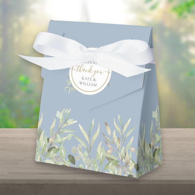 Caja Para Regalos Un dulce comienzo Verde casamiento Azul polvorient (A Sweet Beginning Greenery Wedding Dusty Blue Favor Box)