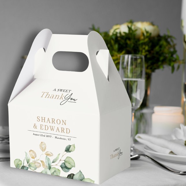 Caja Para Regalos Un dulce gracias Eucalyptus Greenery Gold Boda (Subido por el creador)