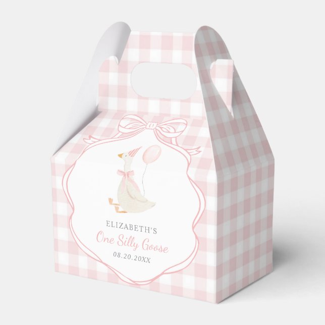 Caja Para Regalos Un ganso tonto lazo rosa primer cumpleaños (Front Side)