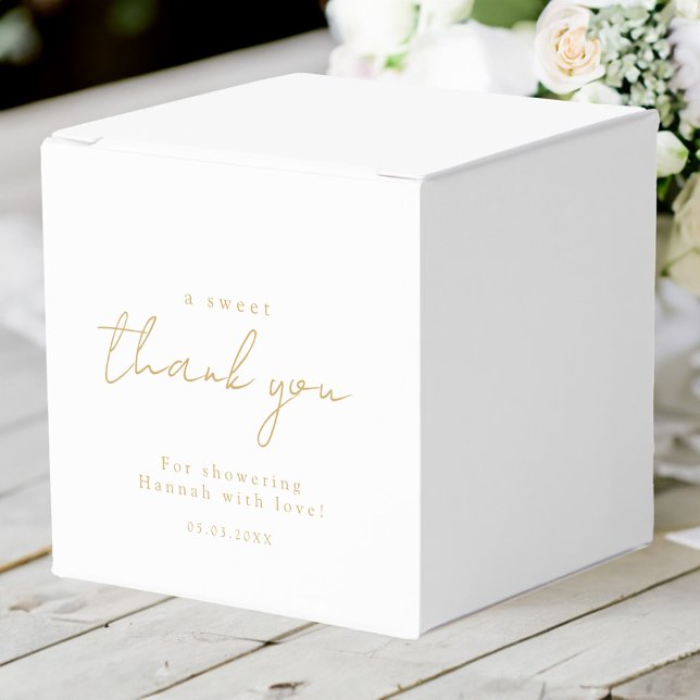 Caja Para Regalos ¡Un gracias dulce! Mínima, lujosa, ducha de novia (Personalized "A sweet thank you!"  Minimal, luxury, bridal shower Favor Boxes with your name & date.)