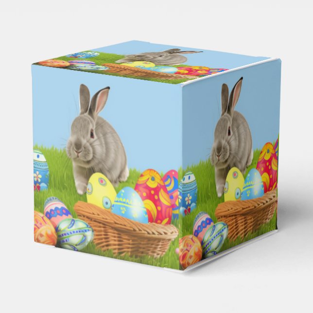 Caja Para Regalos Un lindo conejo de Pascua para un ánimo positivo (Reverso Costado)