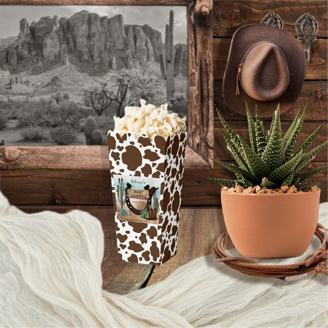 Caja Para Regalos Un niño pequeño niño occidental Baby Shower (Rustic Western Boy Baby Shower Popcorn Favor Box -- "A Little Cowboy Is On His Way" Collection)