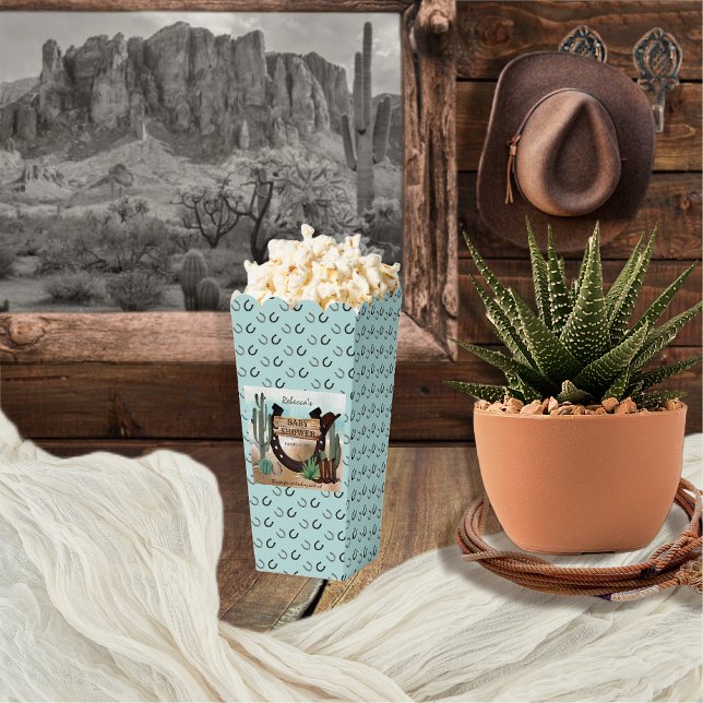 Caja Para Regalos Un niño pequeño niño occidental Baby Shower (Rustic Western Boy Baby Shower Popcorn Favor Box -- "A Little Cowboy Is On His Way" Collection)