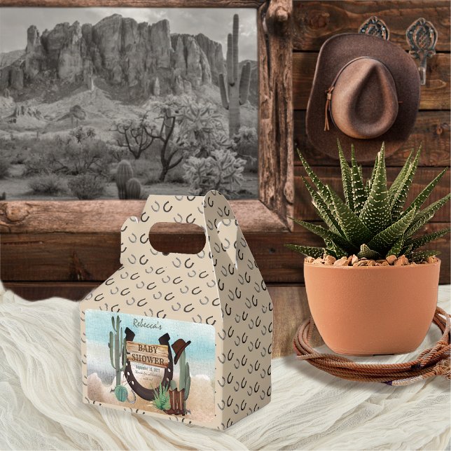 Caja Para Regalos Un niño pequeño niño occidental Baby Shower (Rustic Western Boy Baby Shower Rectangular Favor Box -- "A Little Cowboy Is On His Way" Collection)