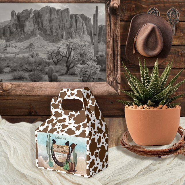 Caja Para Regalos Un niño pequeño niño occidental Baby Shower (Rustic Western Boy Baby Shower Rectangular Favor Box -- "A Little Cowboy Is On His Way" Collection)