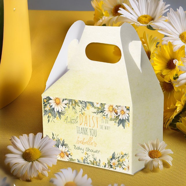 Caja Para Regalos Un Pequeño Daisy Está En El Camino De La Baby Show ("A Little Daisy Is On The Way!" Daisies Floral Girl Baby Shower "Thank You" Favor Box)