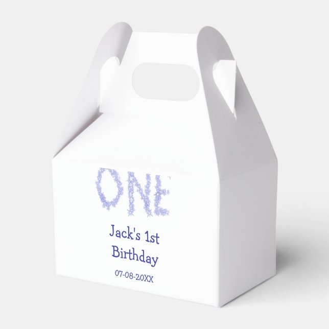 Caja Para Regalos Un purpurina azul niño moderno de primer cumpleaño (Front Side)
