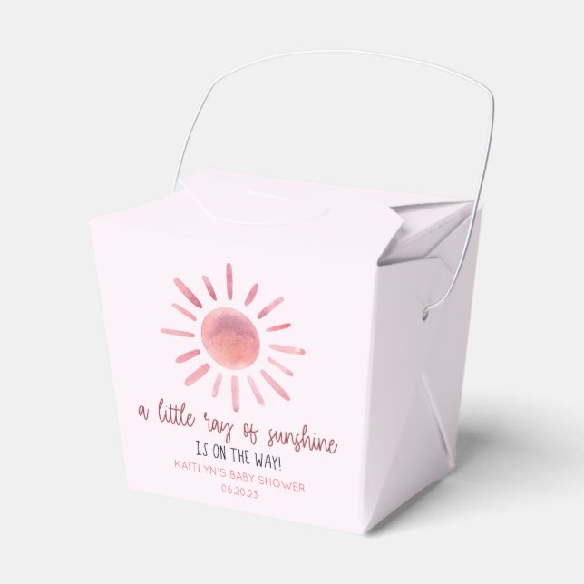 Caja Para Regalos Un Rayo Pequeño De Sunshine Pink Sun Baby Shower (Front Side)