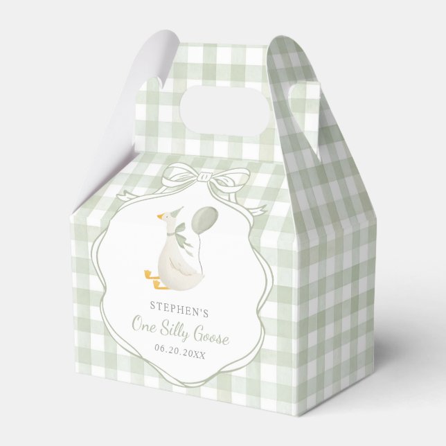 Caja Para Regalos Un Silly Goose Arco Verde Primer Cumpleaños (Front Side)