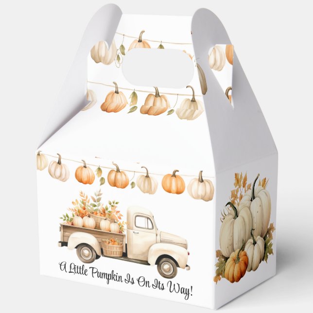 Caja Para Regalos Una Calabaza En Camino De Baby Shower (Reverso )