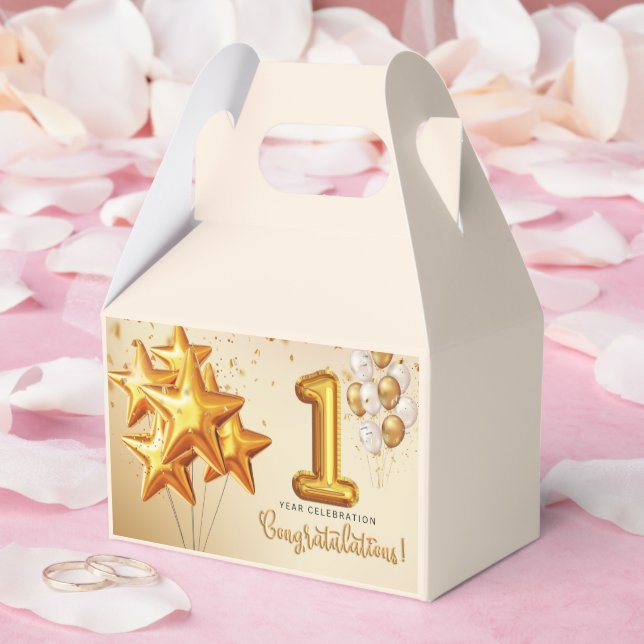Caja Para Regalos Una celebración vibrante de un año (Boda)