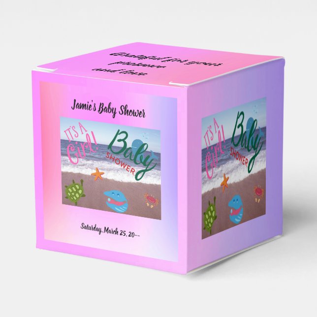 Caja Para Regalos Una niña bebé en camino: Aventura oceánica (Costado Anverso)