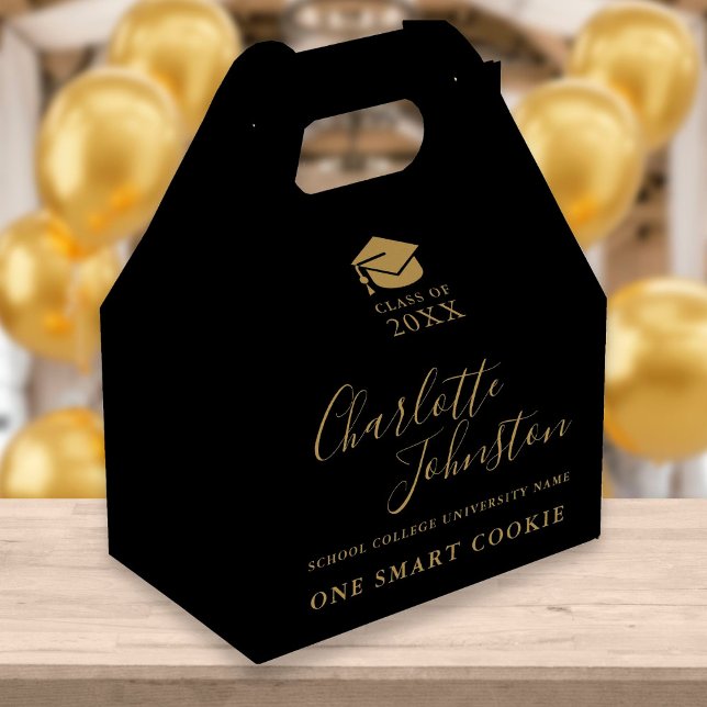 Caja Para Regalos Una Smart Cookie Black And Gold Graduation Party (Subido por el creador)