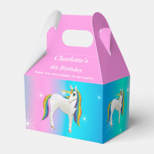 Caja Para Regalos Unicornio arcoiris mágico con estrellas brillantes