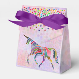 Caja Para Regalos Unicornio arcoiris y confetti en cumpleaños rosado