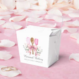 Caja Para Regalos Utensilios de panadería acuarela con arco rosado