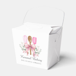 Caja Para Regalos Utensilios de panadería acuarela con arco rosado