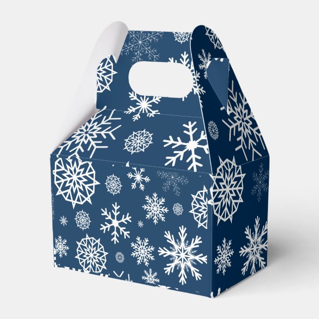 Caja Para Regalos Vacaciones de los Navidades de copos de nieve azul (Front Side)