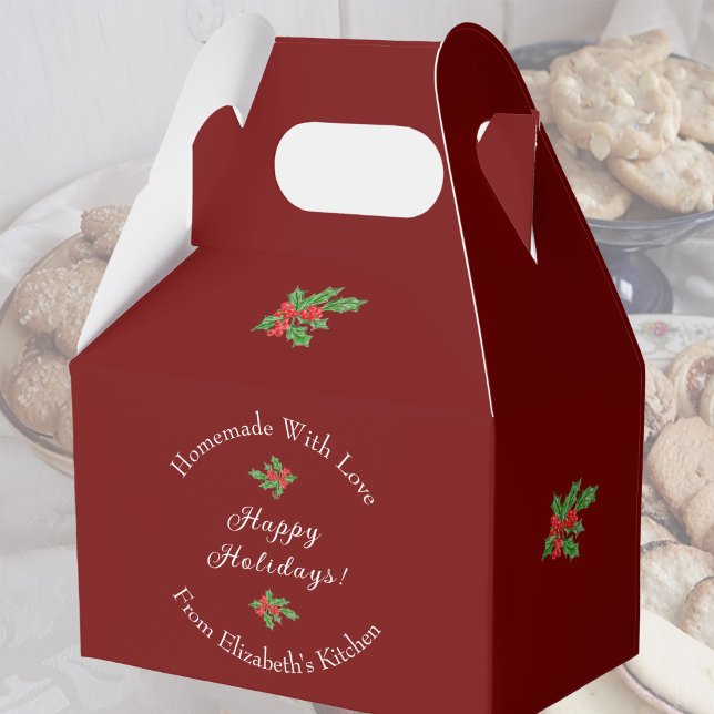 Caja Para Regalos Vacaciones editables Regalos Red Happy Holidays (Subido por el creador)