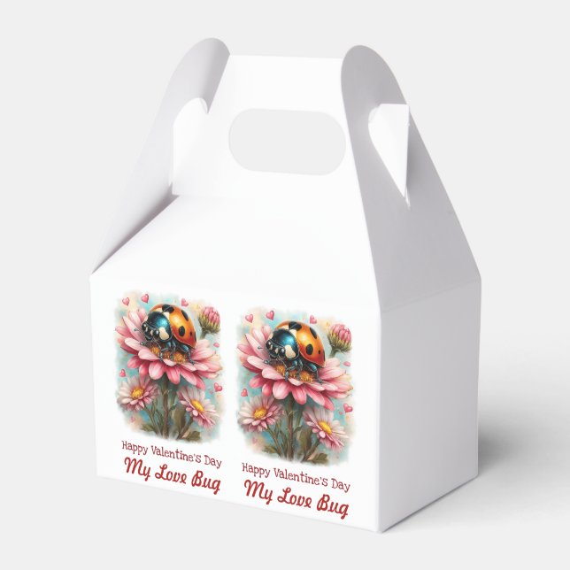 Caja Para Regalos  Valentine Love Bug on Blossoms Rose (Front Side)